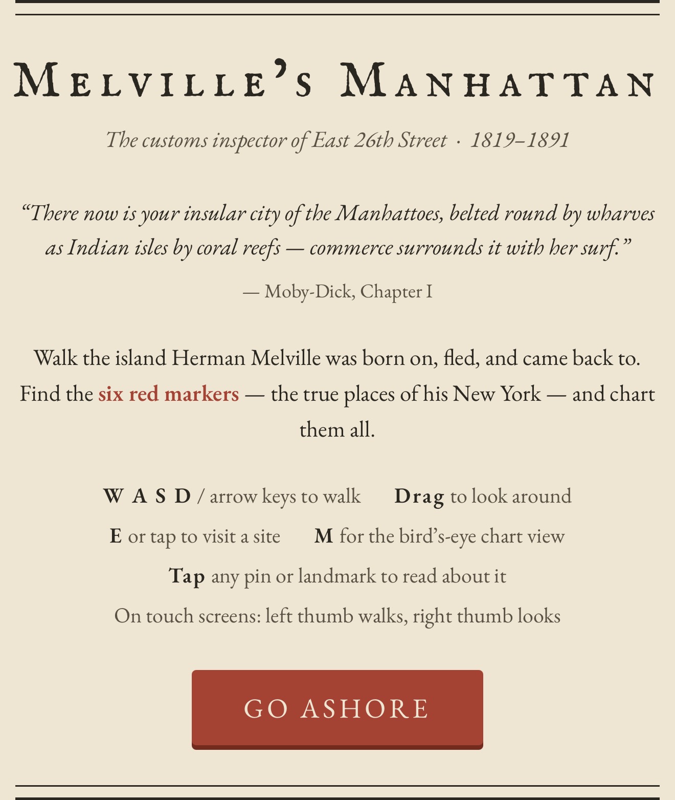 Melville's Manhattan website preview
