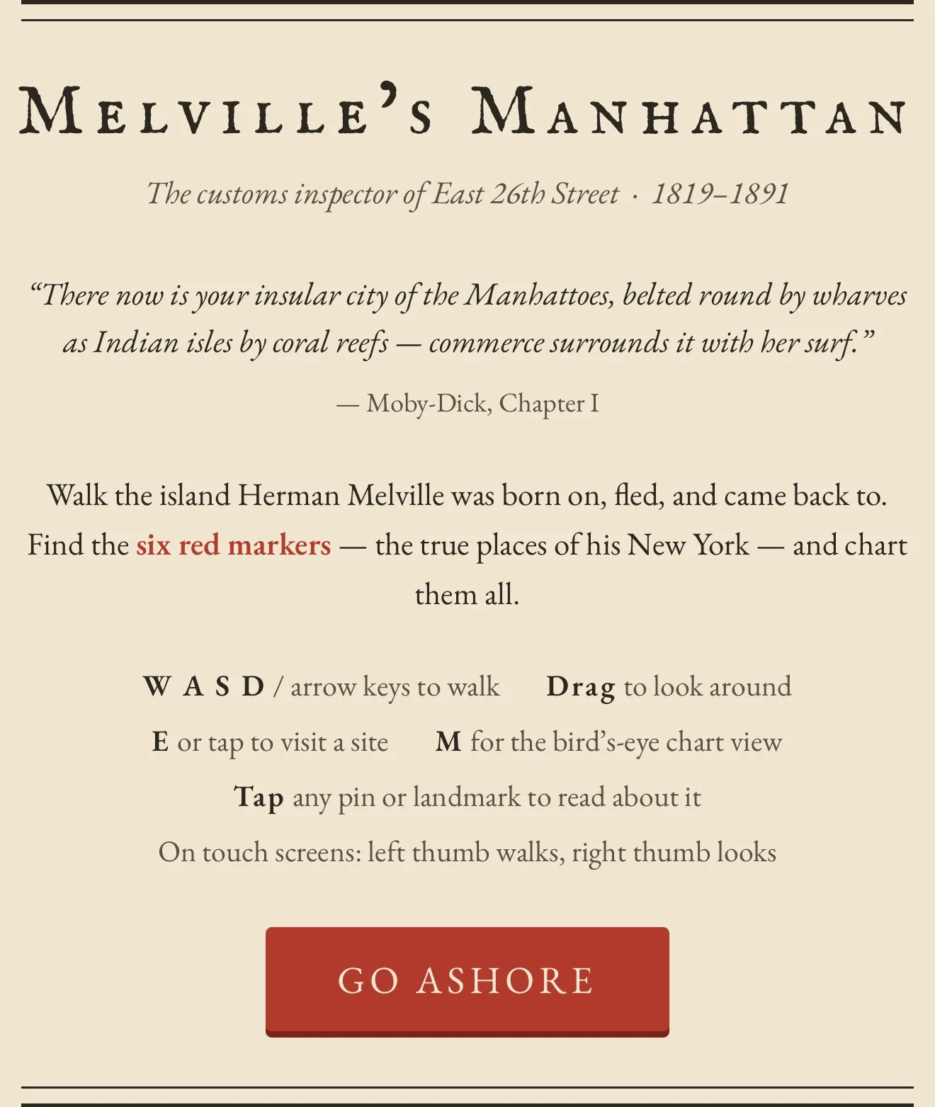 Melville's Manhattan website preview