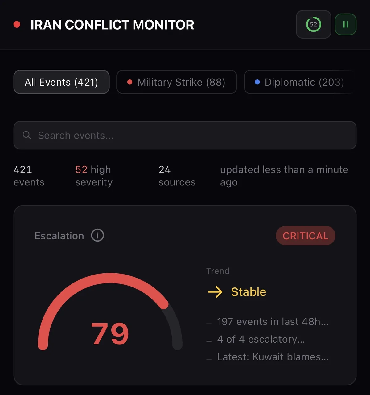 Iran Conflict Monitor website preview