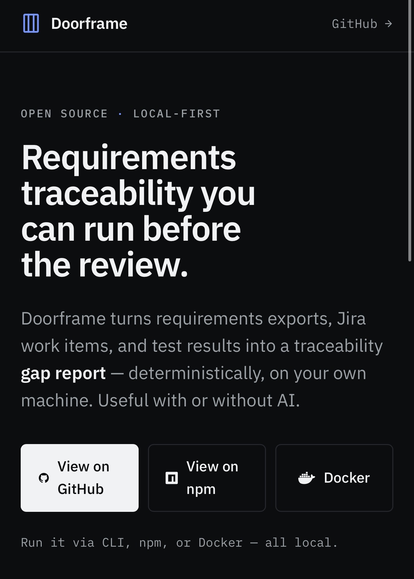 Doorframe website preview