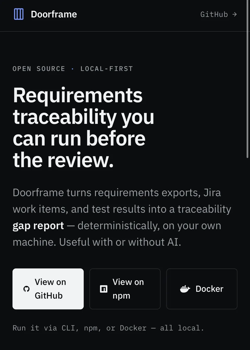 Doorframe website preview